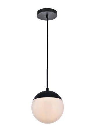 Eclipse 1 Light Black Pendant With Frosted White Glass