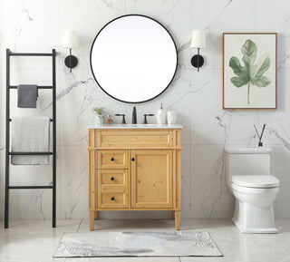 32 inch Single bathroom vanity in natural wood