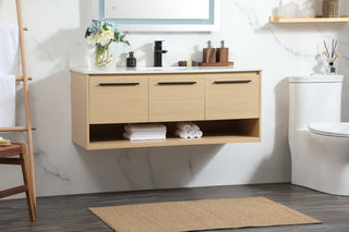 48 inch Single bathroom vanity in maple with backsplash