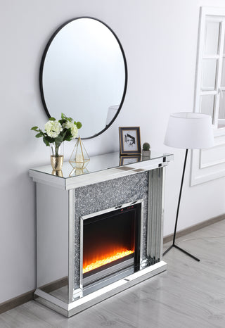 47.5 in. Crystal mirrored mantle with crystal insert fireplace