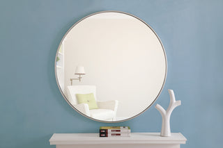 Metal frame Round Mirror 36 inch Silver finish