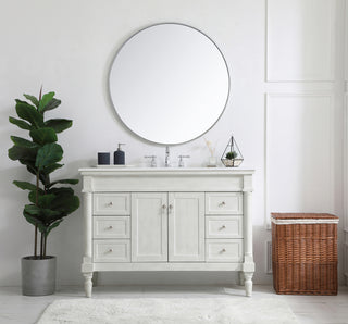 48 inch Single Bathroom vanity in Antique White with ivory white engineered marble