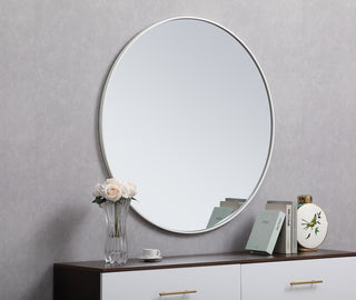 Metal frame round mirror 42 inch in White