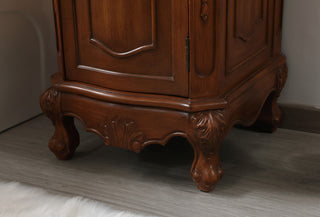 19 inch Single Bathroom vanity in teak with ivory white engineered marble