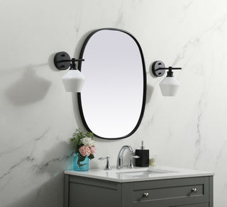 Metal Frame Oval Mirror 24x30 Inch in Black