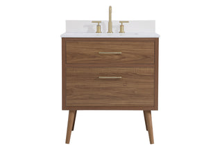 30 inch bathroom Vanity in Walnut Brown with Backsplash