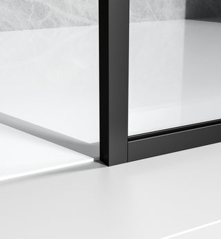 Fixed framed shower door 35 x 76 Matte Black
