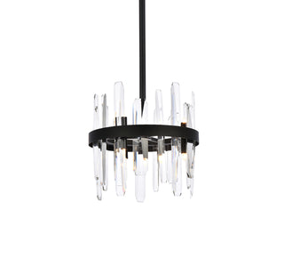 Serena 12 inch crystal round pendant in black