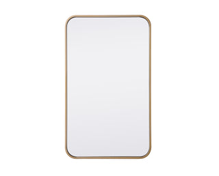 Soft corner metal rectangular mirror 18x30 inch in Brass