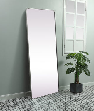 Soft Corner Metal Rectangle Mirror 32x72 Inch in Silver