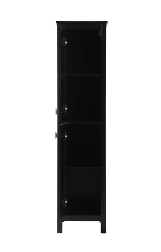 16 Inch Wide Bathroom Linen Storage Freestanding Cabinet In Black