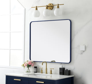 Soft corner metal rectangular mirror 30x36 inch in Blue