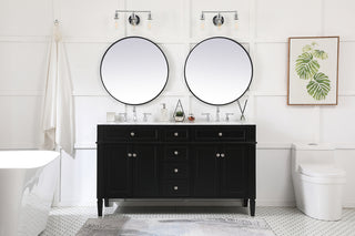 60 inch double bathroom vanity in Black