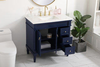 36 inch Single bathroom vanity in blue