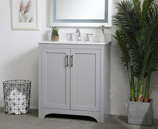 30 inch Single Bathroom Vanity in Grey with Backsplash