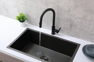 Jack Single Handle Pull Down Sprayer Kitchen Faucet in Matte Black