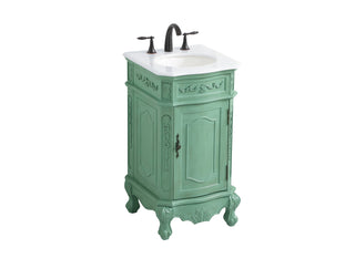 19 inch Single Bathroom vanity in vintage mint with ivory white engineered marble