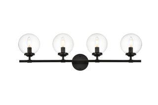 Ingrid 4 light Black and Clear Bath Sconce