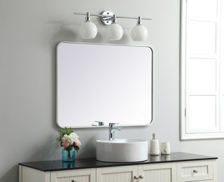 Soft corner metal rectangular mirror 27x36 inch in White