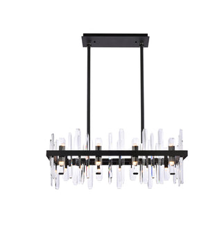 Serena 30 inch crystal rectangle chandelier in black