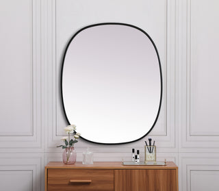 Metal Frame Oval Mirror 30x36 Inch in Black