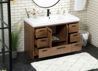 48 inch Single bathroom vanity in walnut brown