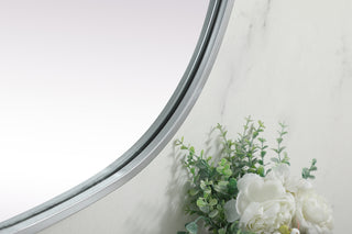 Metal Frame Oval Mirror 27x36 Inch in Silver