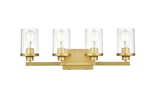 Saanvi 4 light Brass and Clear Bath Sconce