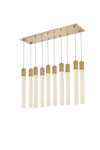 Weston 10 lights pendant in satin gold