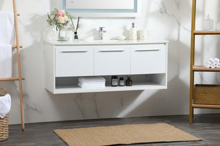 48 inch Single bathroom vanity in white with backsplash