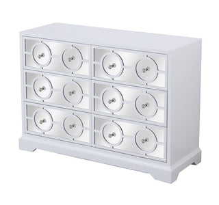 48 in. mirrored six drawer cabinet in white