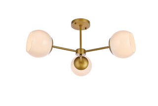 Briggs 26 inch flush mount in brass with white shade