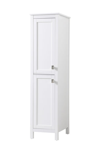 16 Inch Wide Bathroom Linen Storage Freestanding Cabinet In White
