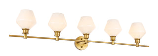 Gene 5 light Brass and Frosted white glass Wall sconce