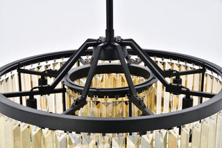 Chelsea 8 light Matte Black Chandelier Golden Teak (Smoky) Royal Cut Crystal