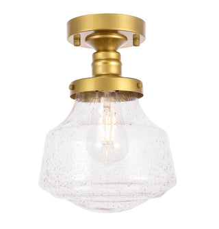 Lyle 1 light Brass and Clear seeded glass Flush mount