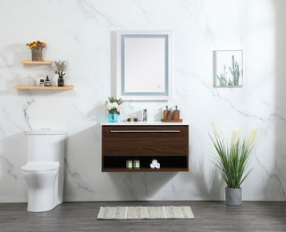 36 inch Single bathroom vanity in walnut