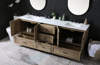 84 Inch Double Bathroom Vanity In Natural Oak