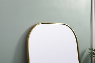 Metal Frame Arch Full Length Mirror 32x66 Inch in Brass