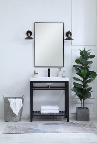 30 inch Single Bathroom Metal Vanity in Black