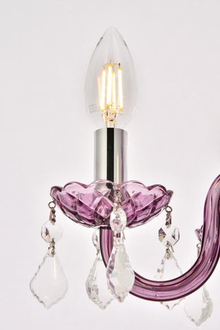 Rococo 4 light Purple Pendant Clear Royal Cut Crystal