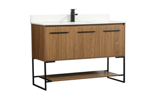 48 inch Single bathroom vanity in walnut brown with backsplash