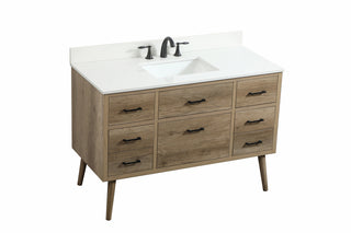 48 inch Single bathroom vanity in natural oak with backsplash