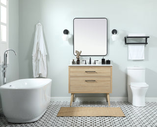 36 inch Single bathroom vanity in mango wood with backsplash