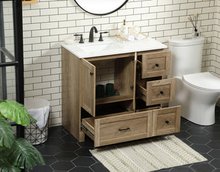 36 inch Single bathroom vanity in natural oak