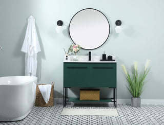 40 inch Single bathroom vanity in green with backsplash