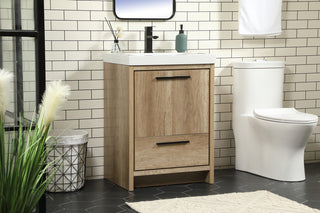 24 inch Single bathroom vanity in natural oak