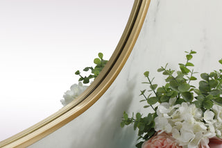 Metal Frame Oval Mirror 30x36 Inch in Brass