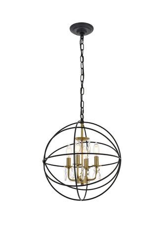 Wallace 4 light Matte Black and Brass Pendant