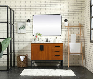 42 inch Single bathroom vanity in teak with backsplash